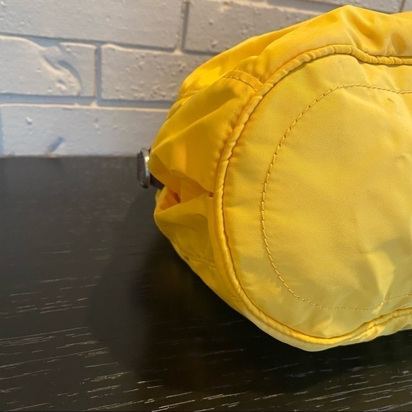 LIEBESKIND Berlin Yellow Adriana Large Nylon Leather Bag Sporty Satchel Purse - Picture 7 of 13